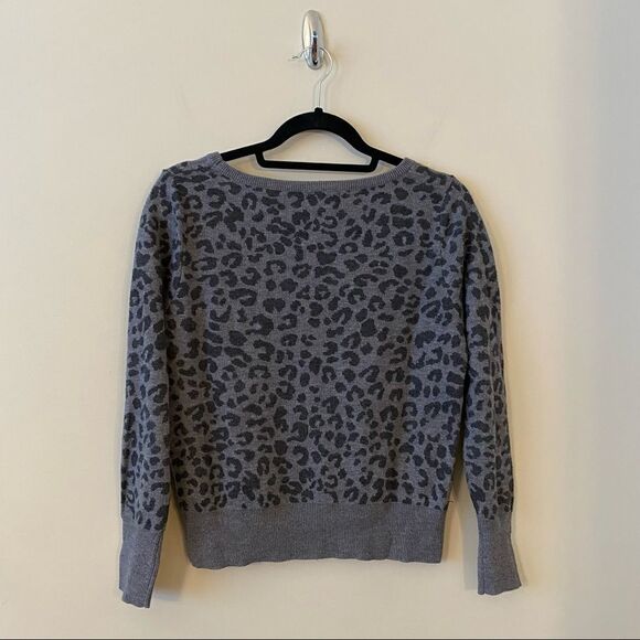 ANTHROPOLOGIE/HEARTLOOM Hera Leopard Print Charcoal Sweater (Size:Small) - Picture 3 of 10